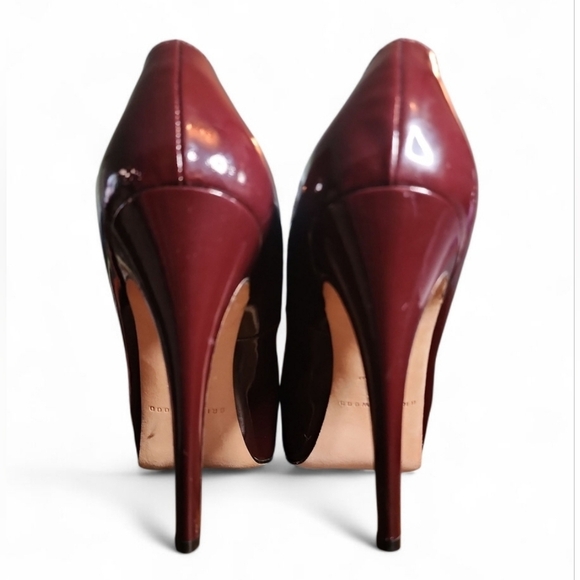 Brian Atwood MANIAC Patent Leather Glass Platform Heels Pumps Shoe Deep Burgundy - Picture 4 of 12